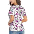 thumbnail image 2 of Goofa Violets Flowers Pattern Women's Slim-Fit Short-Sleeve V-Neck T-Shirt,Classic-Fit Short-Sleeve V-Neck T-Shirt-Small, 2 of 5