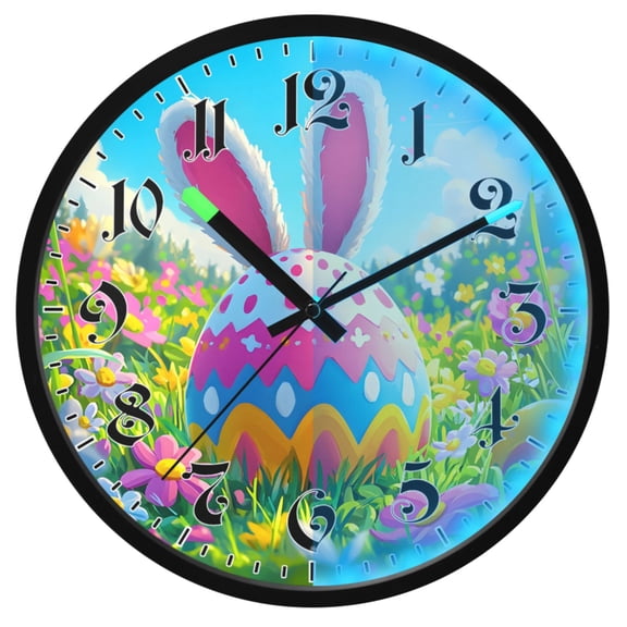 Ryvnso Summer Easter Eggs-a2 12 Inch Night Light Wall Clock Luminous Silent Battery Operate Clocks