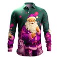 thumbnail image 1 of Kcodviy Pyjama Numérique de Noël pour Hommes, Chemise à Boutons Imprimée 3D, Col à Revers, Manches Longues, 1 of 4