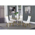thumbnail image 2 of 5pc. 68" x 40" Glass Dining Set with 4 Chairs and Gold Stainless Steel, 2 of 4