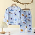 thumbnail image 2 of Baby Boys Girls Pajama Sets Toddler Long Sleeve Sleepwear Sets Rayon From Bamboo Pajamas Sets Pjs,Striped 6-12 Months 12-24 Months 2t 3t 4t 5t 6t 7t 8t 9t Children Light Blue, 2 of 4