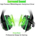 thumbnail image 2 of Pacrate Gaming Headset with Microphone for PC, PS4, PS5, Switch, Xbox Series X/S, Noise Cancelling Gaming Headphones with LED Lights for Kids Adults, Black Green, 2 of 5