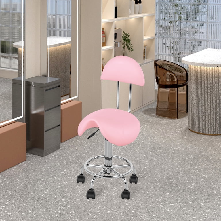 Saddle Chair Salon Stool Rolling Ergonomic Saddle Stool with Soft
