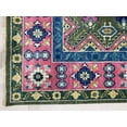 thumbnail image 4 of EORC Green / Light Fushia Hand Knotted Wool Traditional Mahal Rug, 6' x 9', 4 of 5