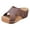 Brown, variant on Womens Platform Sandals Comfy Cork Footbed Casual Strappy Platform Slip on Slides Nonslip Chunky Sole Summer Slippers Black Size 7