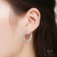 thumbnail image 3 of 925 Sterling Silver Micro Pave Cluster Hoop Earrings, CZ Cubic Zirconia, Giorgio Bergamo Silver, 3 of 5