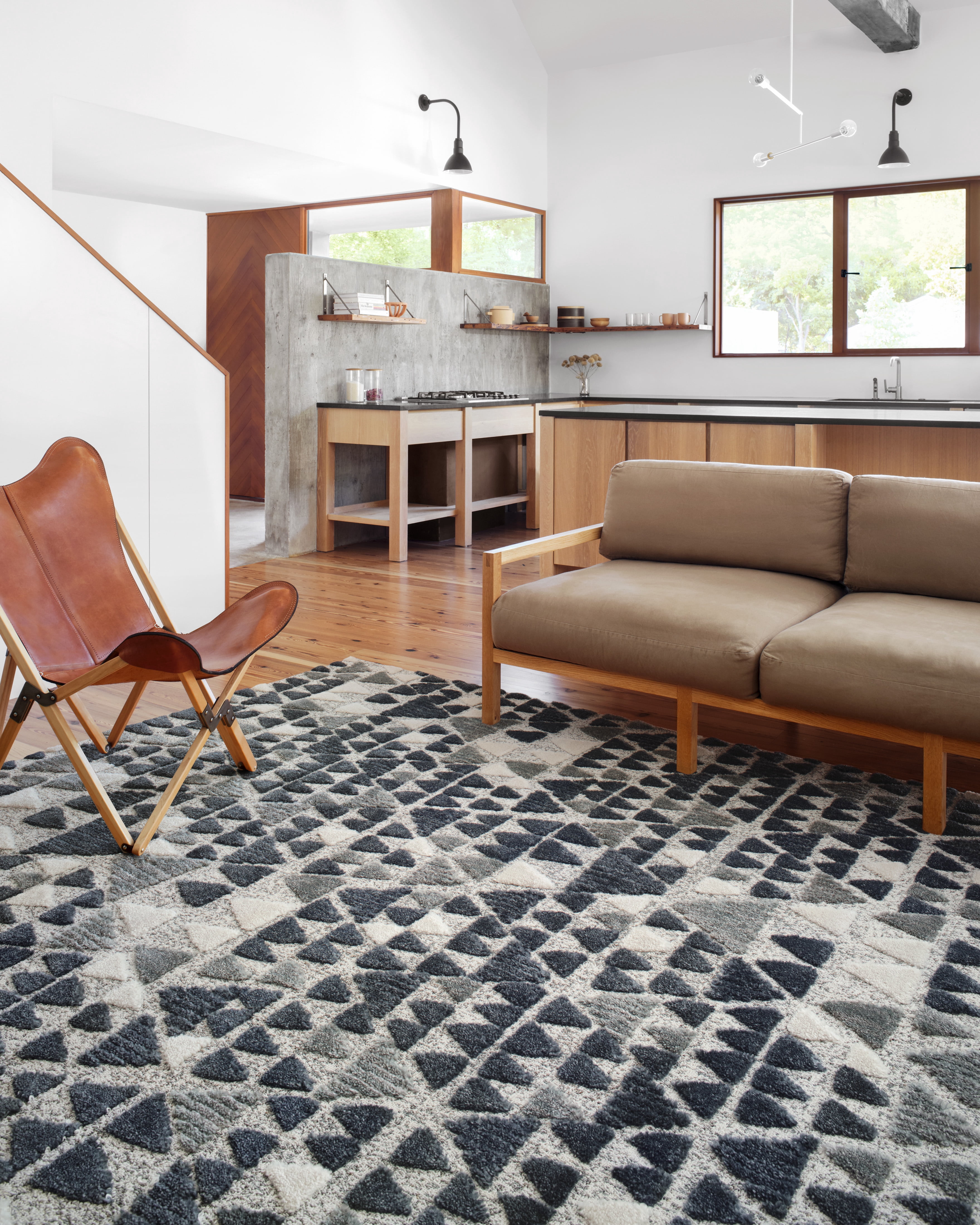 Loloi Hagen HAG-06 Slate / Denim Geometric Area Rug 5'-3" x 7'-8"