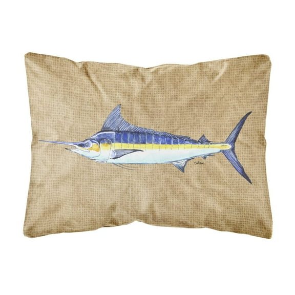 Carolines Treasures 8818PW1216 Blue Marlin Canvas Fabric Decorative Pillow, 12H x16W, multicolor