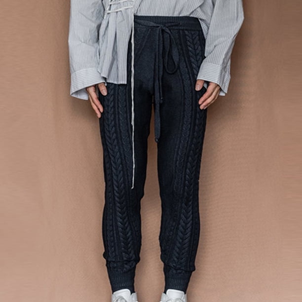 Pantalones deportivos casuales con cintura elástica y cordones para hombre