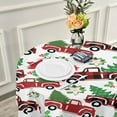 thumbnail image 6 of SKYSONIC 60" Buffalo Christmas Truck Round Tablecloth Tree Fir Poinsettia Table Cloth Cover Mat Washable Polyester Dining Decorative for Holiday Home Picnic Party Wedding, 6 of 7