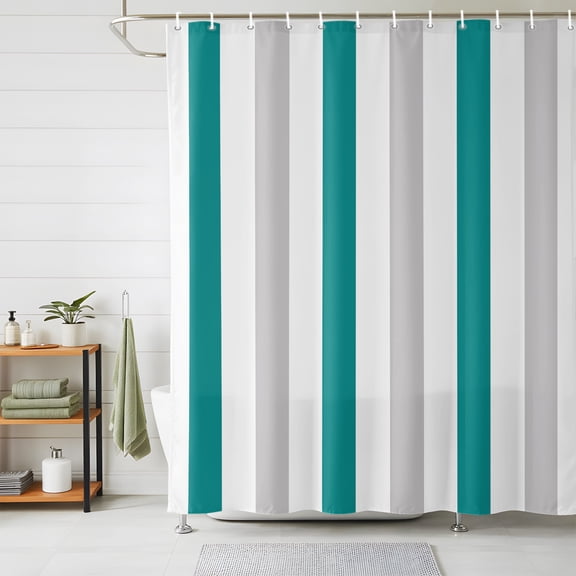 Bronze Grey Stripe Shower Curtains for Bathroom, Modern Farmhouse Vertical Striped Waterproof Fabric Shower Curtain, Decorative Bathroom Curtain for Bathtub, 36"x72" , No Hooks Included