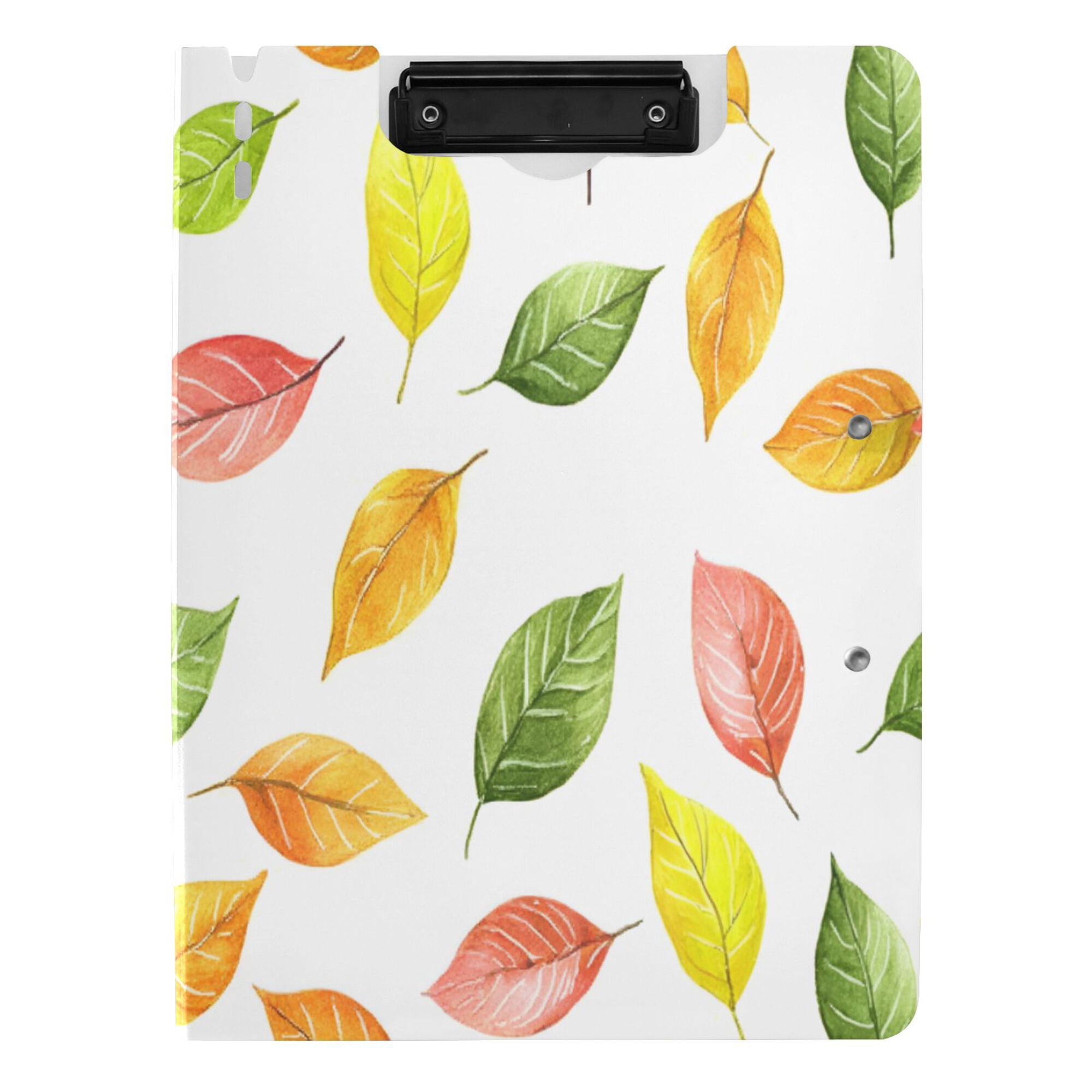 FORMRS A4 Clipboard Folder with Pen Holder Horizontal Foldable School Office Binder, Pink Colorful Leaves