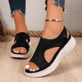 thumbnail image 5 of Xfvqtps Womens Knit Slip on Sandals Open Toe Casual Slides with Low Wedge Stretch Comfortable Breathable Walking Summer Shoes, 5 of 9