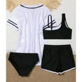 thumbnail image 3 of LRen Girls Bathing Suits Size 8 Three Piece Ruffle Beach Swimwear for Kids Girls Funny Summer Rash Guard Bikini Swimsuit Girls Beach Swimwear Tankini Beach Swimwear Set, 3 of 6