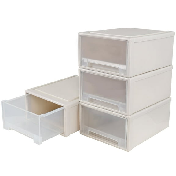 Idotry 17 Quart Plastic Drawer Storage Organizer, 4 Pack Stackable Drawer Organizer