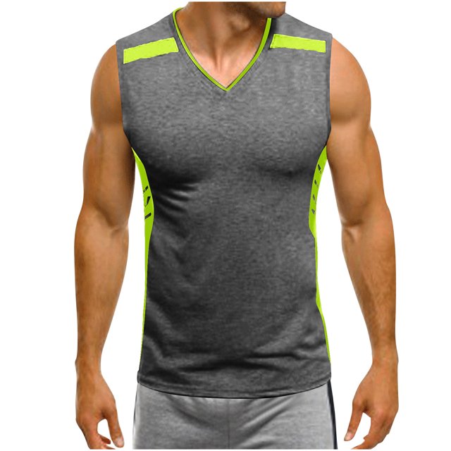 pstuiky Camisetas sin mangas para hombre, Camiseta deportiva y casual de cuello redondo de color liso para hombre. Chaleco para hombre l