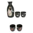thumbnail image 4 of Japanese Maneki Neko Lucky Charm Cat Ceramic Black Sake Set Flask With Four Cups, 4 of 5