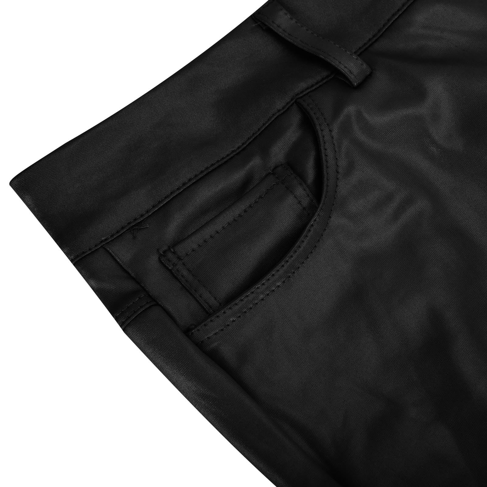 gbyLJF Women's Faux Leather Leggings Casual Solid Color Tight Pleather Pants Stretchy Ankle Leggings PU Tights