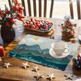 thumbnail image 6 of Abstract Mountain Sun Placemats, 12 x 18 inch, Linen Table Runner Kitchen Dining Room Decor Holiday Decor Rustic Vintage Waterproof Washable Table Runner Set of 6, 6 of 6