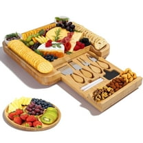 Charcuterie Board Set - Large Bamboo Cheese Board and Knife Set, Serving Tray, Platter for House Warming Gifts New Home, Wedding & Bridal Shower Gift, Birthday Gift for Women