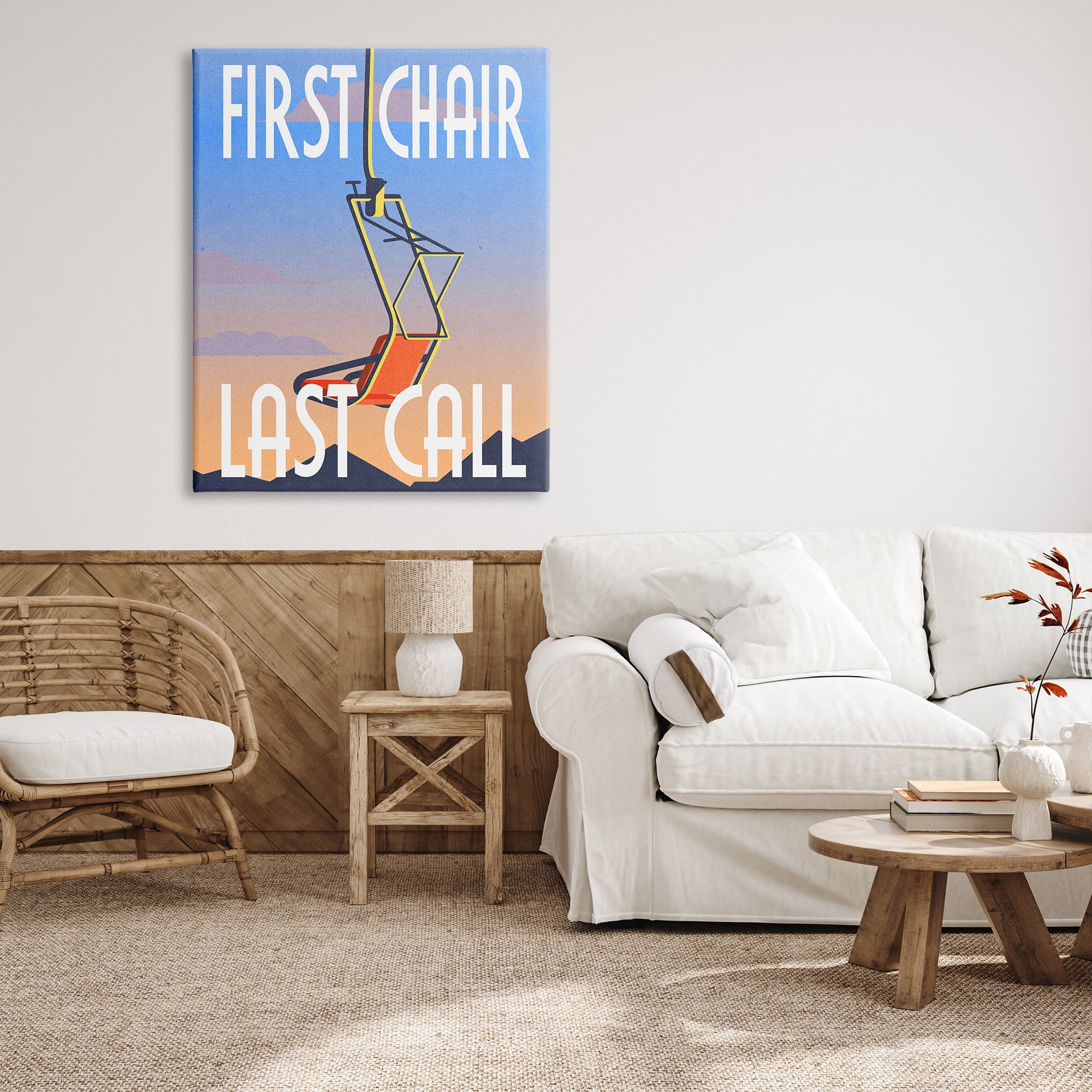 Stupell Industries First Chair Last Call Winter Ski Sport Phrase, 36 x 48, Design by Daphne Polselli