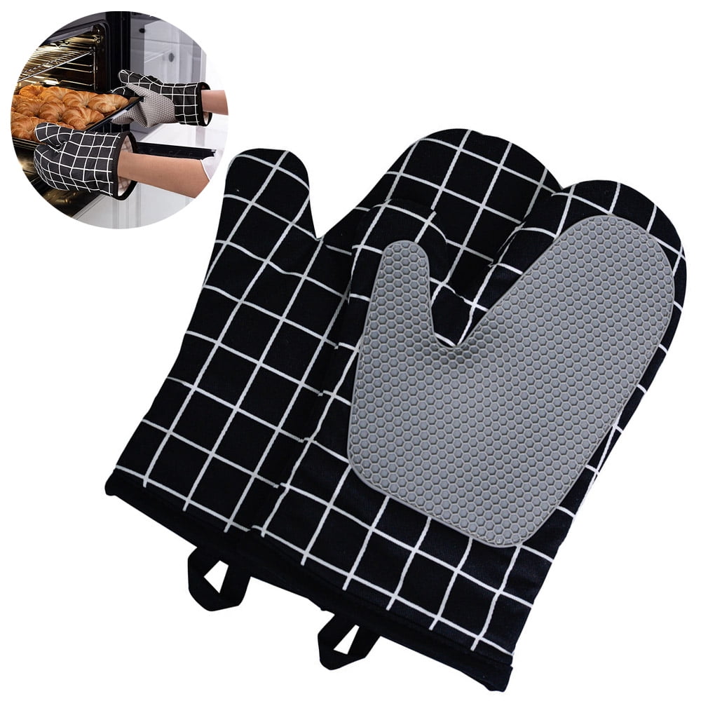 Extra Long 18*28cm Oven Mitts, Heat Resistant Silicone Pot Holders