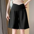 thumbnail image 2 of DeHolifer Women's Maternity Shorts Over The Belly Summer Elastic Waisted Workout Running Active Short Pants with Pockets Black L, 2 of 4