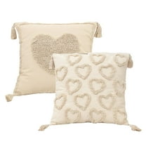 Hxlamzoo Valentine's Day Pillow Covers 18 x 18 Set of 2, Cozy Heart Embroidered Soft Plush, Valentines Day Decorative Pillow Covers for Sofa Couch Bedroom Living Room (No Inserts Included)