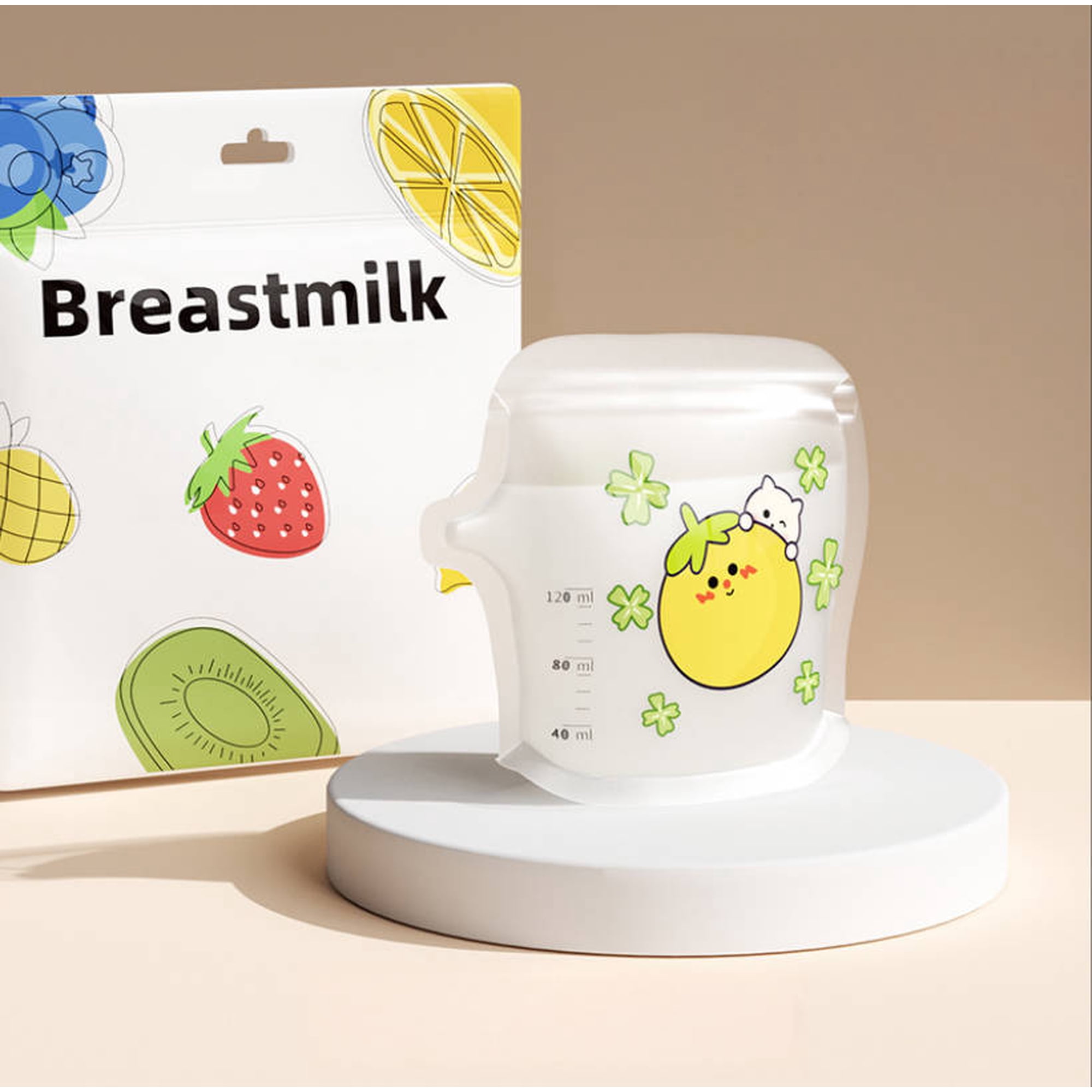 Revynia Breastmilk Storing Bags, Temp-Sensing Discoloration Milk Storing Bags for Breastfeeding, Disposable Milk Storage Bag with 6 Ounce Self Standing, No-Leak Milk Freezer Storage Pouches, 120pcs