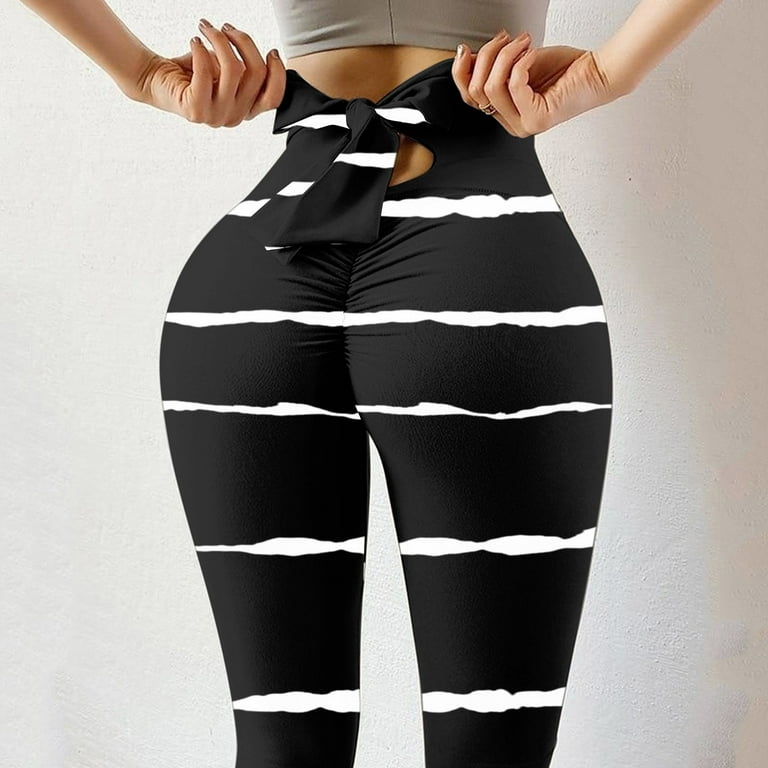 HAPIMO Sales Women's Bow Tie Yoga Pants High Waist Tummy Control