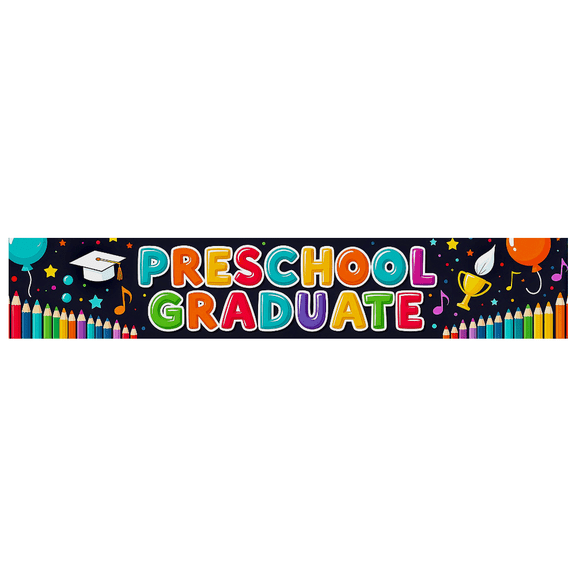 Colorful Graduation Banner Preschool Graduate Polyester Material Lightweight Easy Setup for School Party Kids Event Classroom Decor