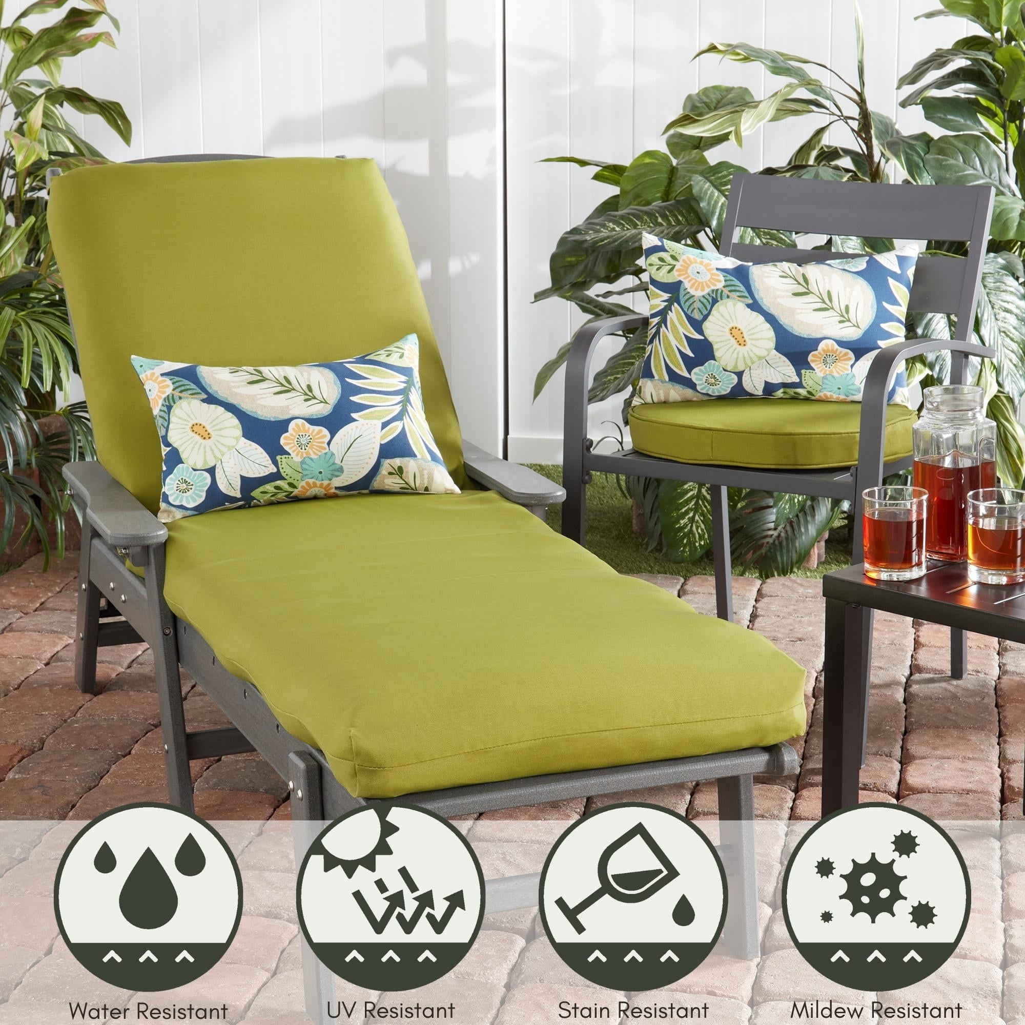 Greendale Home Fashions Outdoor 18'' x 18'' Round Seat Pad, Set of 2, Kiwi