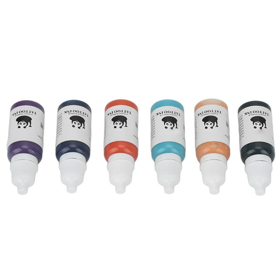 RAGUPEL 6 Colors 15ml Tattoo Ink Set Professional Portable Bright Even Coloring Tattoo Pigment Tattoo Supplies