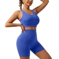 thumbnail image 2 of RFQWOVSR Women 2 Piece Cross Back Workout Set High Support Sports Bra with High Waist Peach Hip Shorts Yoga Outfit M, 2 of 6