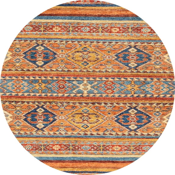 Ahgly Company Indoor Round Abstract Chestnut Red Abstract Area Rugs, 3' Round