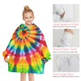 thumbnail image 6 of Colorful Tie Dye Rainbow Pattern Blanket Hoodies for Kids 6-13YR Oversize Wearable Blanket Hoodies for Boys Girls Teens, 6 of 7