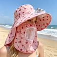 thumbnail image 6 of UV Protection Wide Brim Sun Hat with Detachable USB Rechargeable Cooling Fan, Floral Neck Flap Fishing Bucket Hat, Breathable Mesh Outdoor Sun Cap for Beach, Gardening, Cycling, 6 of 6