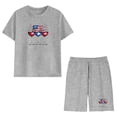 thumbnail image 6 of Zynoxe Girls and Boys Two Piece Sets Independence Day Printed Short Sleeve Tops and Elastic Waist Shorts Sets Lounge Cotton Linen Summer Outfits Gray2 4 Years, 6 of 9