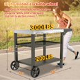 thumbnail image 6 of Searglow Stainless Steel Portable BBQ Grilling Station, Three Shelf Tabletop Kitchen Patio Cart, 6 of 6