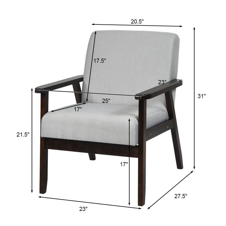 Finihen Mid-Century Modern Accent Chair, Retro Fabric Armchair, Solid Rubber Wood Fabric Accent Armchair, for Living Room, Light Gray Finihen Mid-Century Modern Accent Chair, Retro Fabric Armchair, Solid Rubber Wood Fabric Accent Armchair, for Living Room, Light Gray