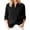 Black, variant on Mandarin Stand Collar Half Button Placket 3/4 Sleeve Side Slit Crinkle Cotton Linen Blouse for Women Spring Summer Casual Daily Wear