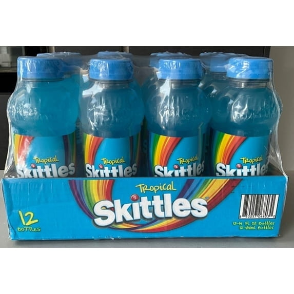 Skittles Tropical Blue Raspberry Flavored Drink, 12 Pack Bottles, 14 fl oz Each