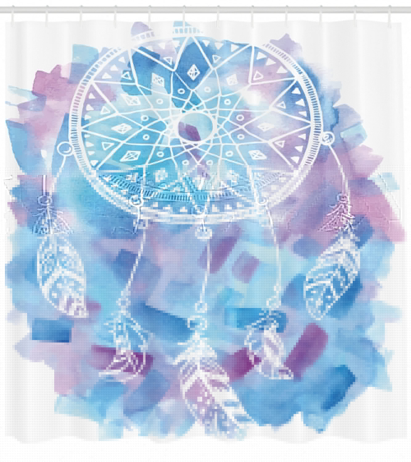 thumbnail image 3 of Ambesonne Feather Shower Curtain, Dream Catcher Tribal, 69"Wx70"L, Pale Blue Lilac White, 3 of 3
