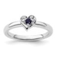 thumbnail image 6 of Auriga Fine Jewelry 925 Sterling Silver Created Sapphire Heart Ring Size 5for Women, 6 of 6
