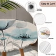 thumbnail image 5 of Turquoise Floral Round Fitted Tablecloth with Elastic Edge, Waterproof Table Cloth Table Cover for 36"-44" Tables, Spring Pastoral Flowers Butterfly Beige Tablecloths for Dining Picnic Indoor Outdoor, 5 of 9