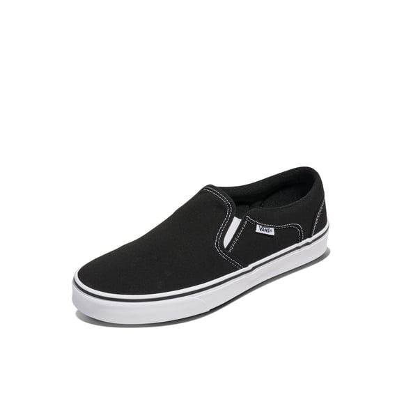 Zapato Vans Asher Slip-On para hombre, color negro/blanco, talla 10.5