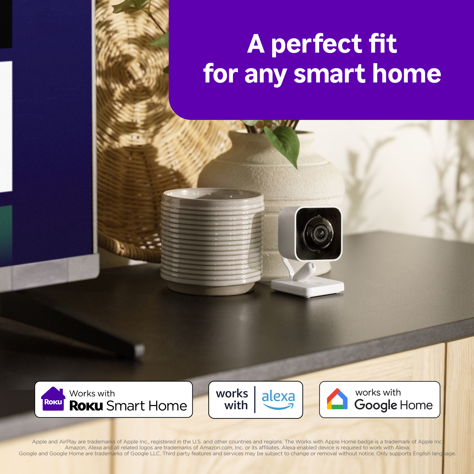 Roku Indoor Camera SE 1080p HD, 2-Pack, Wired, White photo 6