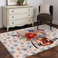 thumbnail image 3 of 4th of July Blue Red Runner Rug 2.7x5 FT,Non Slip Entryway Carpet,Star Watercolor Floral American Flag Washable Soft Floor Carpet Entrance Mat Non-Shedding Throw Rug for Hallway Laundry Room Bedside, 3 of 9