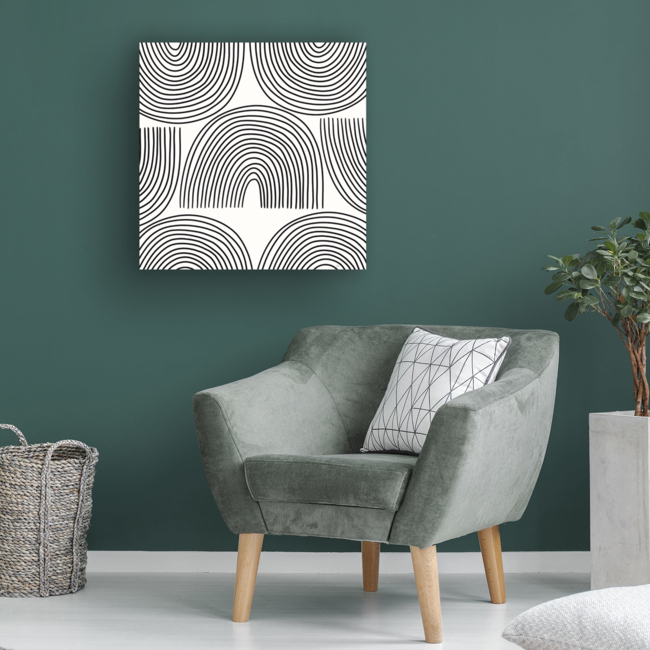 Canvas Wall Art - Line and Brush 'Rainbow Lines Rainbow' Wall Art for Living Room, Bedroom, or Office Décor by Trademark Fine Art - 24 x 24 Inches