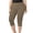 Khaki, variant on Women's 3/4 Length Yoga Shorts - High Elasticity Comfort Fit - Versatile Basic Style for Gym & Everyday Wear
